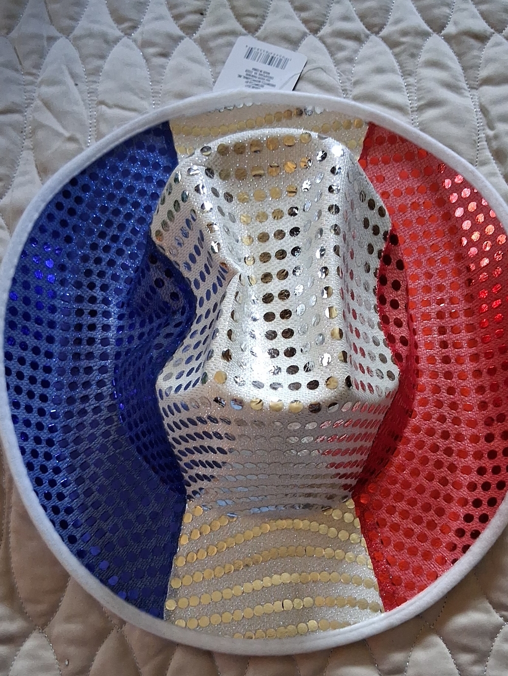 Sequined Tricolor Cowboy Hat - Blue, White, Red
